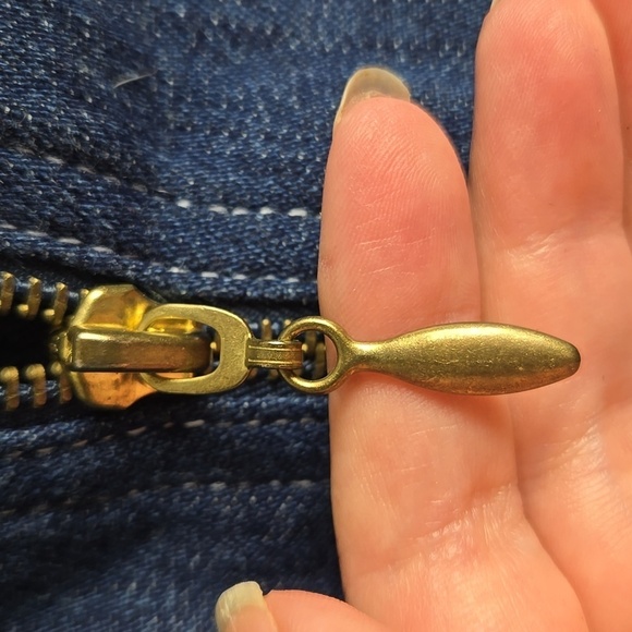 Denim Short Sleeve Top with Embroidered Accents - Picture 5 of 13